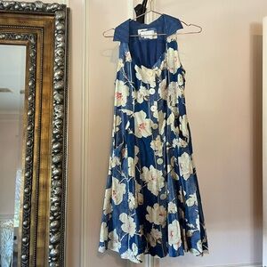 Anthropologie Blue Floral Midi Dress
